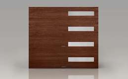 Canyon Ridge Modern Series Garage Doors | Plank Design with Long Windows down right side in Dark Finish